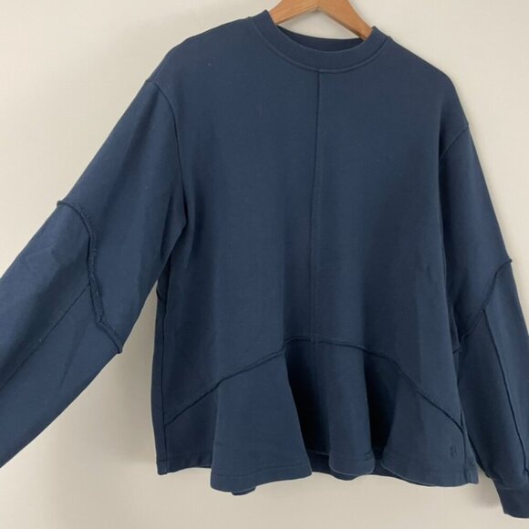 Sweaty Betty Revive Ruffle Hem Navy Athleisure Sweatshirt Size Small - Picture 7 of 7